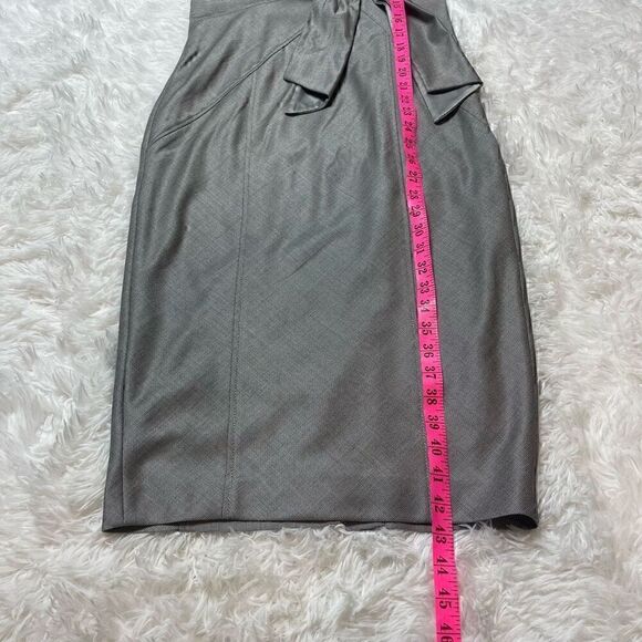 Ted Baker Grey Dress Bow Spagetti Strap Size 2 Wool Silk Blend Fitted Sheath - Picture 9 of 11